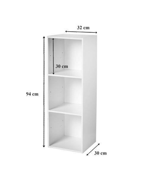 Estante de almacenamiento blanco contemporáneo de 3 compartimentos