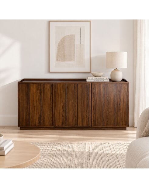 Abel 3-türiges Sideboard mit Rand in Nussbaumoptik, L.140 cm