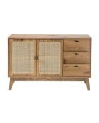 Anrichte Alia mit 2 Türen und 3 Schubladen mit Rattanfronten, L.120 cm
