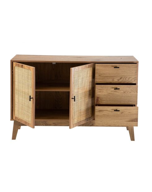 Anrichte Alia mit 2 Türen und 3 Schubladen mit Rattanfronten, L.120 cm