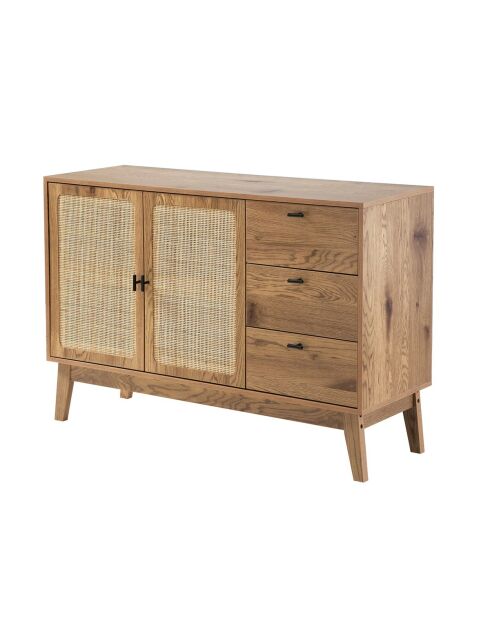 Anrichte Alia mit 2 Türen und 3 Schubladen mit Rattanfronten, L.120 cm