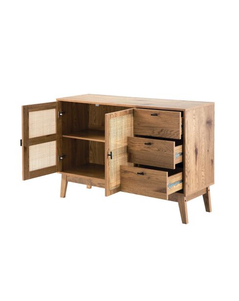 Anrichte Alia mit 2 Türen und 3 Schubladen mit Rattanfronten, L.120 cm