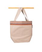 Große Kikoy Strandtasche Lamu taupe - 44x54x22 cm