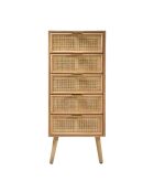 Chiffonnier Miya 5 tiroirs façades en rotin naturel - L.36.5 x H.100.5 cm