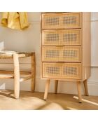 Chiffonnier Miya 5 tiroirs façades en rotin naturel - L.36.5 x H.100.5 cm