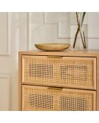 Chiffonnier Miya 5 tiroirs façades en rotin naturel - L.36.5 x H.100.5 cm