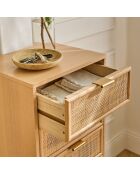 Chiffonnier Miya 5 tiroirs façades en rotin naturel - L.36.5 x H.100.5 cm