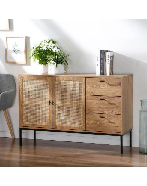 Jaya Anrichte aus Rattan mit 2 Türen und 3 Schubladen, L.120 cm