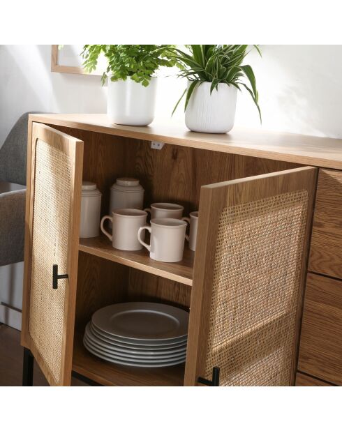 Jaya Anrichte aus Rattan mit 2 Türen und 3 Schubladen, L.120 cm