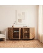 Sideboard Eden mit 4 laminierten Vordertüren mit Holzdekor - L.156 cm