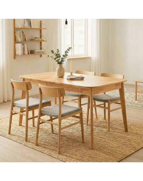 Table à manger Soline extensible en bois massif - L.120 à 160 cm