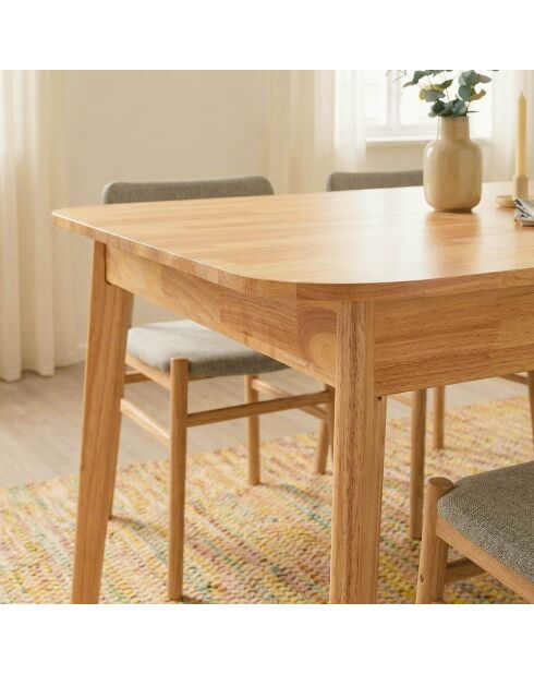 Table à manger Soline extensible en bois massif - L.120 à 160 cm