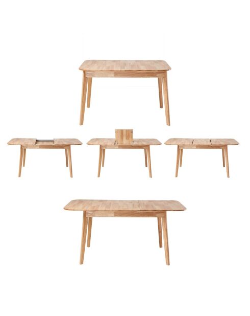 Table à manger Soline extensible en bois massif - L.120 à 160 cm