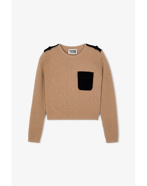 Beiger Wollpullover Militar Punto