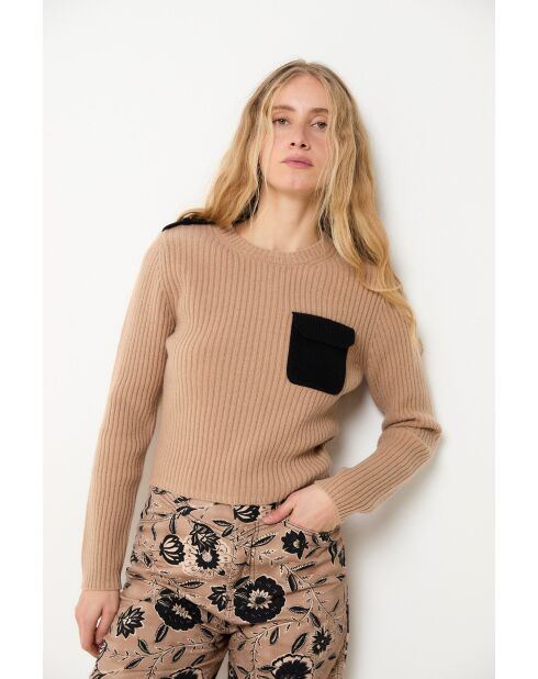 Beiger Wollpullover Militar Punto