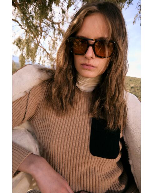 Beiger Wollpullover Militar Punto