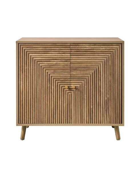 Buffet Eden 2 portes façades lamellées décor bois marron