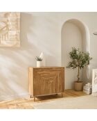 Buffet Eden 2 portes façades lamellées décor bois marron