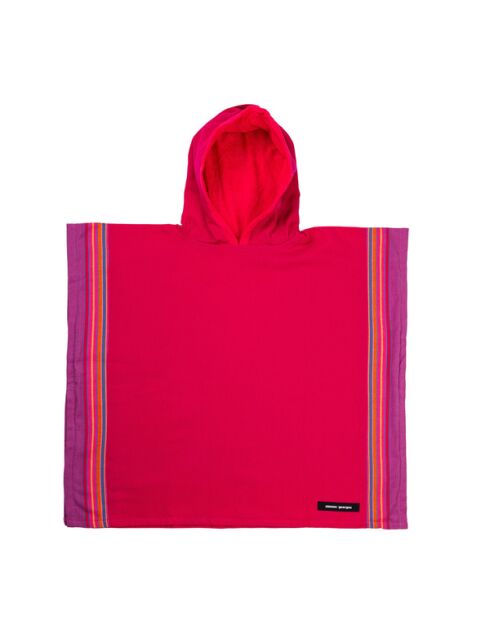 Poncho de plage enfant en kikoy Grenadines fuchsia - 60x53 cm