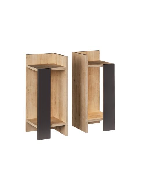 Lot de 2 tables de chevet Elos coloris bois clair et noir - H.60 cm