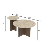 Lot de 2 tables basses Tilia rondes coloris travertin et noyer - D.70 et D.40 cm