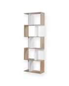 Bücherregal mit mehreren Fänden mit Holz- und weißem Dekor - H.180 cm