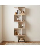 Bücherregal mit mehreren Fänden mit Holz- und weißem Dekor - H.180 cm