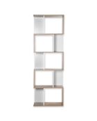 Bücherregal mit mehreren Fänden mit Holz- und weißem Dekor - H.180 cm