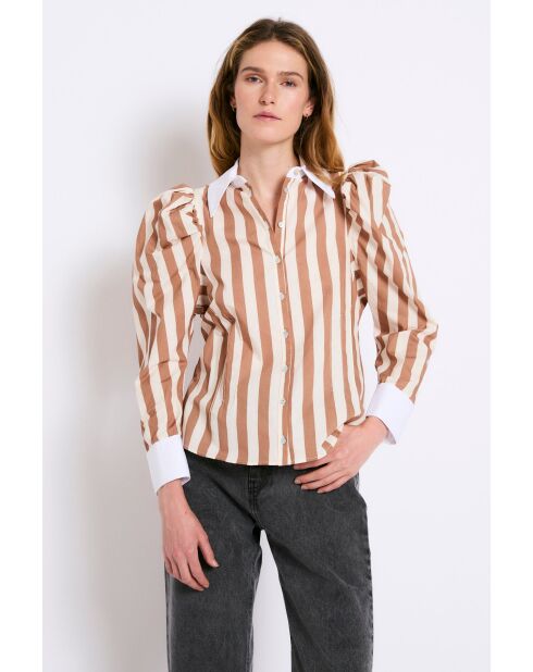 Chemise en coton Contraste Raya camel