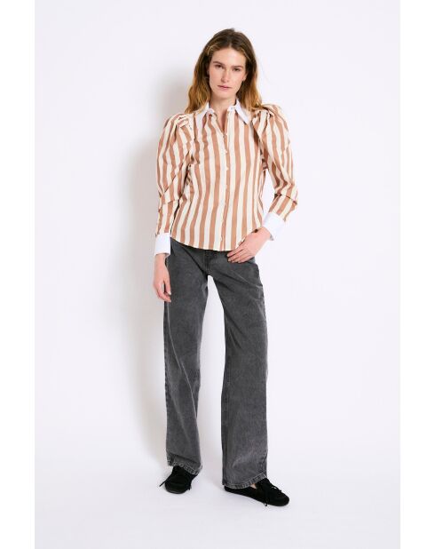 Chemise en coton Contraste Raya camel