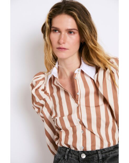 Chemise en coton Contraste Raya camel