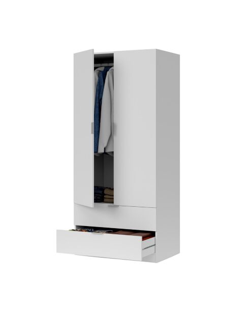 Armadio Darion 2 ante e 2 cassetti bianco - H.180 cm