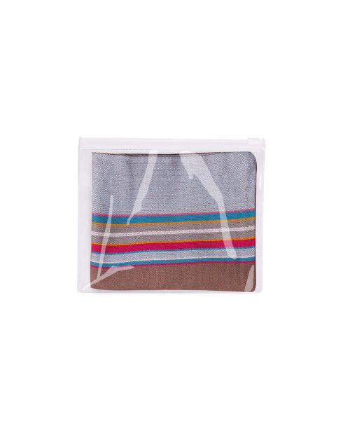 Coussin de plage gonflable en kikoy Watamu chocolat - 26x40 cm