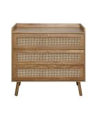Cómoda Palmo de 3 cajones con frentes de ratán natural - L.80 cm