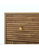 Cómoda Eden con 3 cajones y frentes laminados con decoración de madera marrón