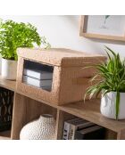 Boîte rangement tissu bouclette beige avec fenêtre - L.40 cm