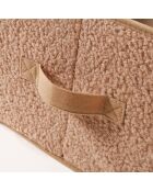 Boîte rangement tissu bouclette beige avec fenêtre - L.40 cm