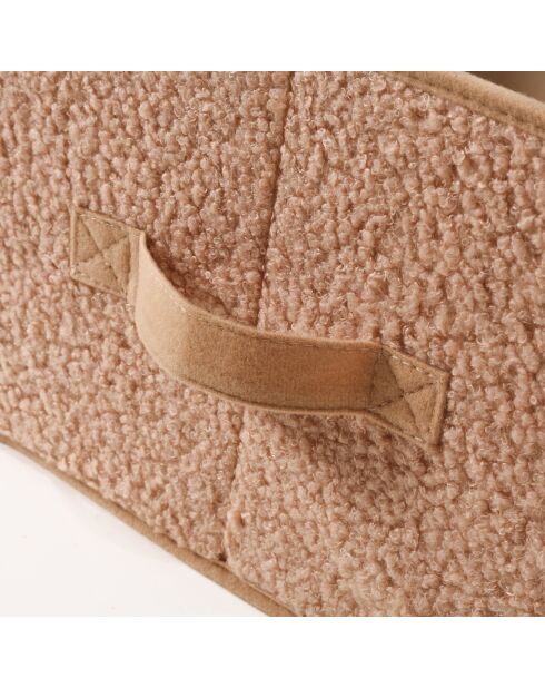 Boîte rangement tissu bouclette beige avec fenêtre - L.40 cm