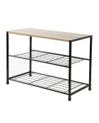 Scarpiera Lexie a 3 ripiani in legno chiaro e colori nero - L.63 cm
