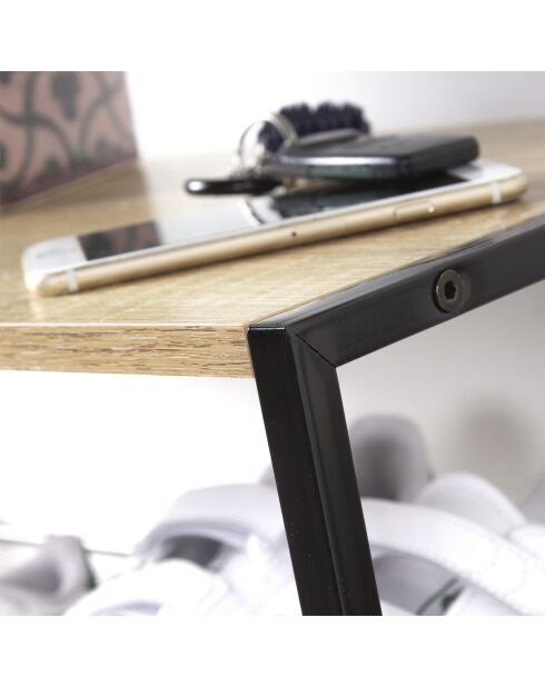Scarpiera Lexie a 3 ripiani in legno chiaro e colori nero - L.63 cm