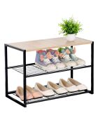 Scarpiera Lexie a 3 ripiani in legno chiaro e colori nero - L.63 cm