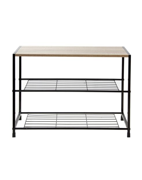 Scarpiera Lexie a 3 ripiani in legno chiaro e colori nero - L.63 cm