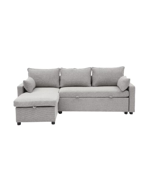 Canapé Louison convertible 3 places en tissu avec méridienne gris - L.219 cm