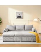 Canapé Louison convertible 3 places en tissu avec méridienne gris - L.219 cm