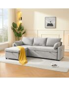 Canapé Louison convertible 3 places en tissu avec méridienne gris - L.219 cm