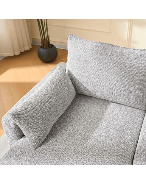Canapé Louison convertible 3 places en tissu avec méridienne gris - L.219 cm