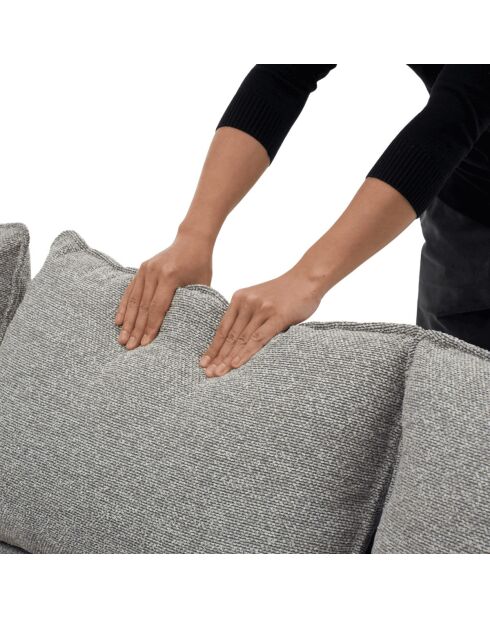 Canapé Louison convertible 3 places en tissu avec méridienne gris - L.219 cm