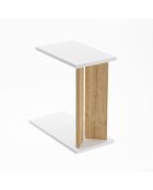 Tavolino Lun con ripiano bianco e legno chiaro