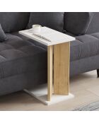 Tavolino Lun con ripiano bianco e legno chiaro