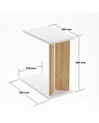 Tavolino Lun con ripiano bianco e legno chiaro